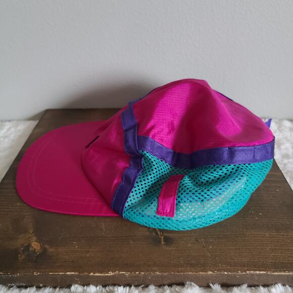 Vintage Columbia 90's Colorblock 5-Pantel Nylon Mesh Retro Hat One Size RARE - Picture 3 of 11